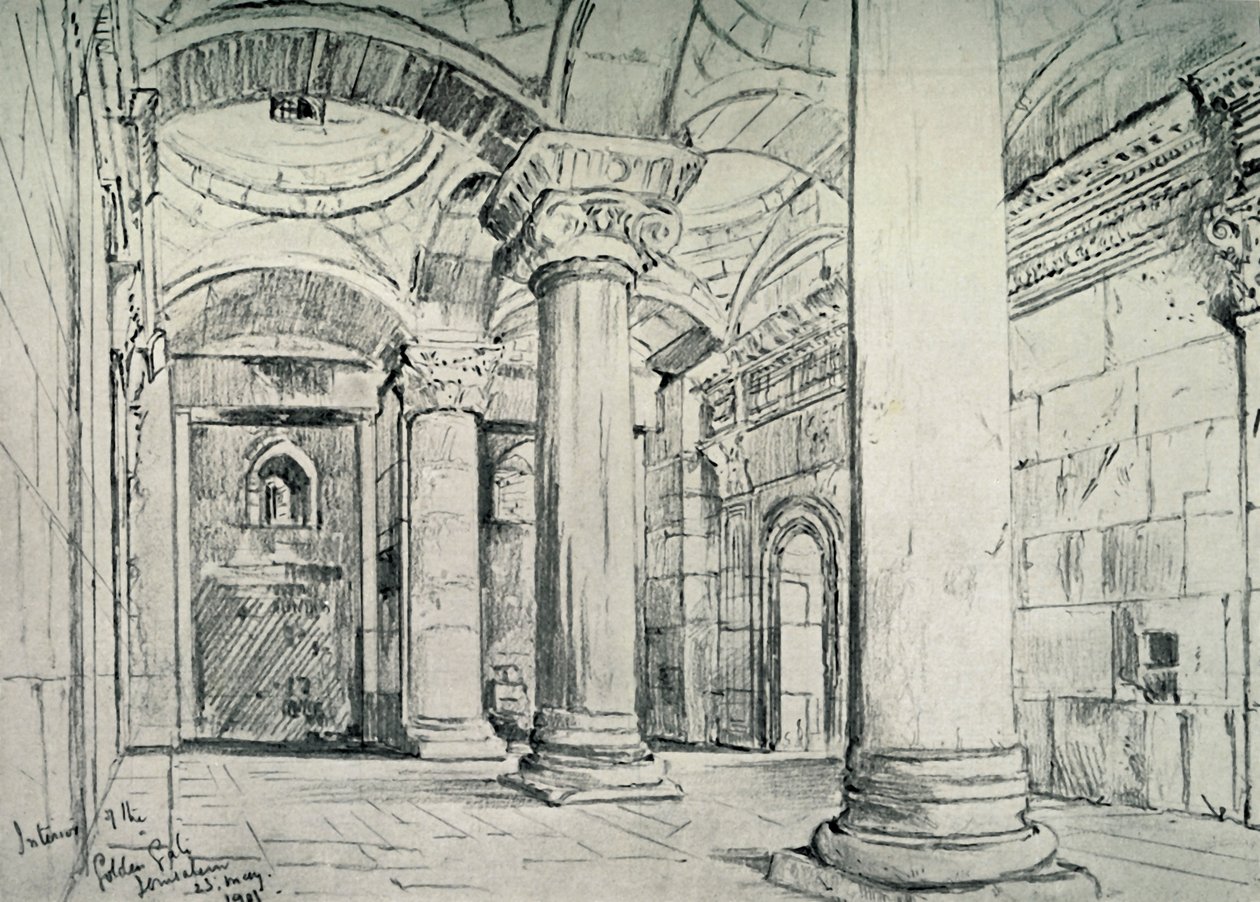 Jeruzalem - Het Interieur van de Gouden of Mooie Poort, 1902 door John Fulleylove