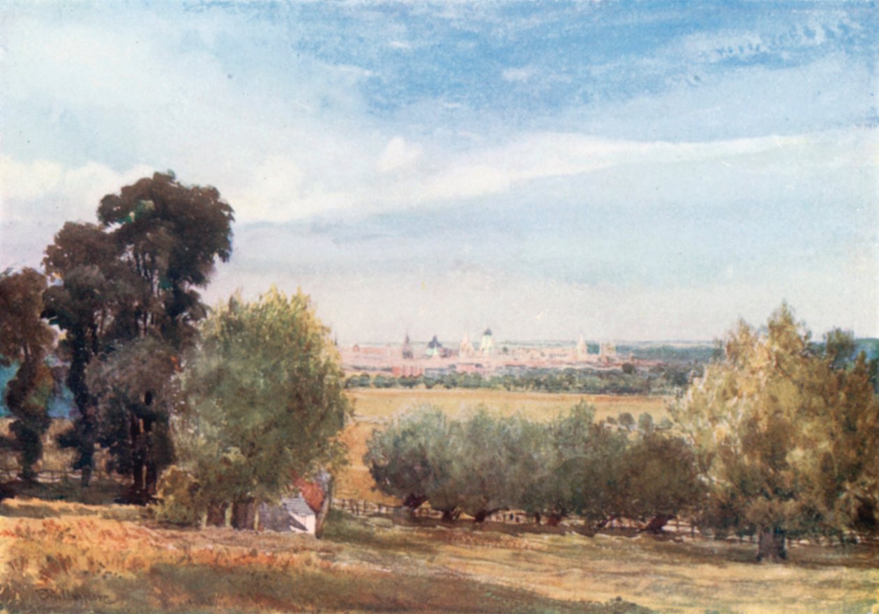 Oxford, van South Hinksey (kleurenlitho) door John Fulleylove