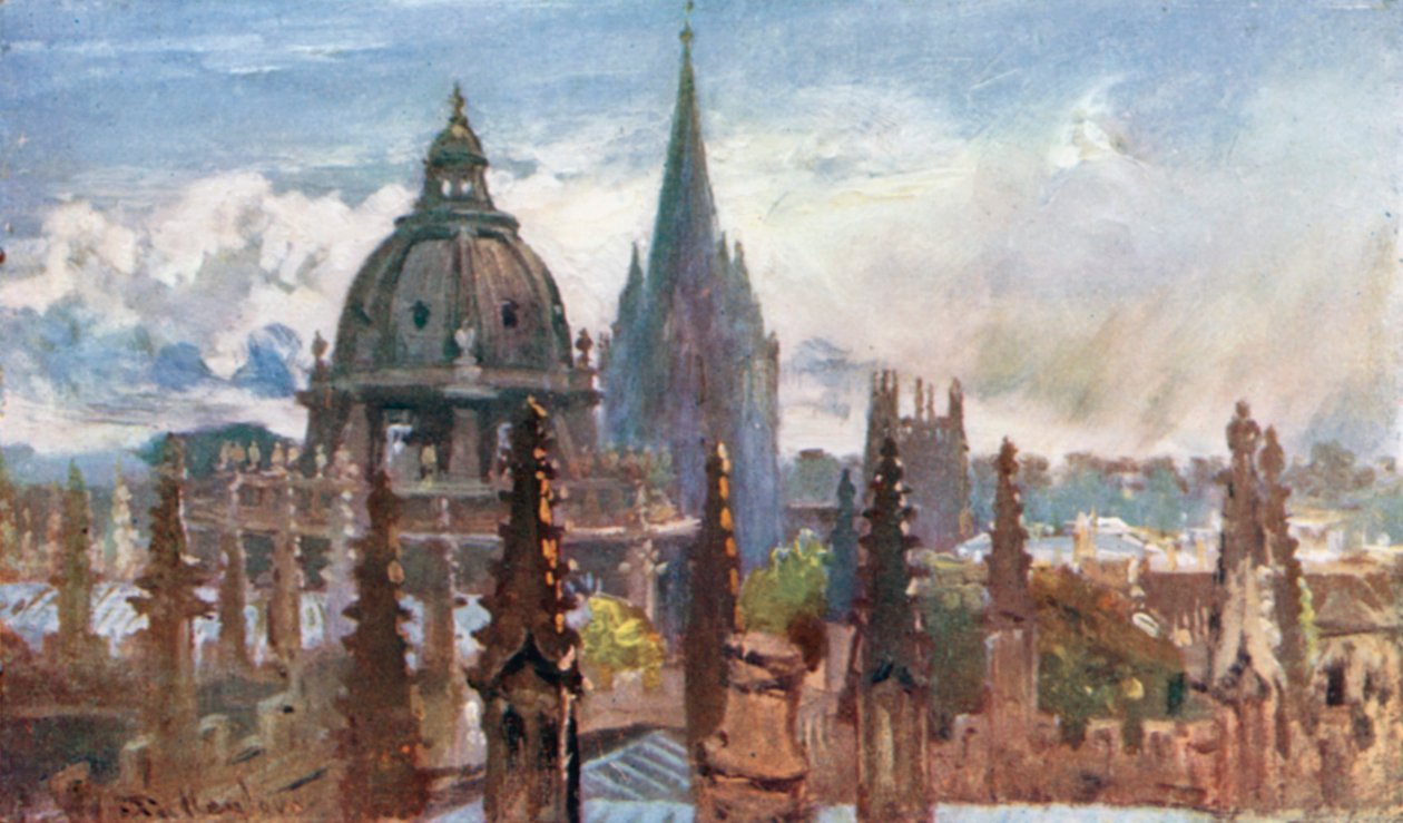 Oxford, vanaf het Sheldonian Theatre (kleurenlitho) door John Fulleylove