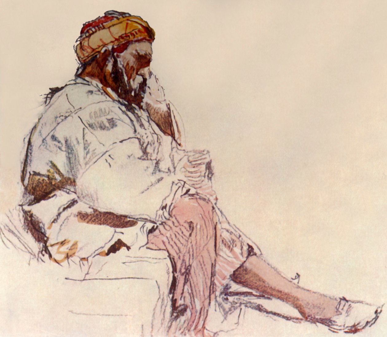 Syrische boer zittend: in profiel, 1902 door John Fulleylove
