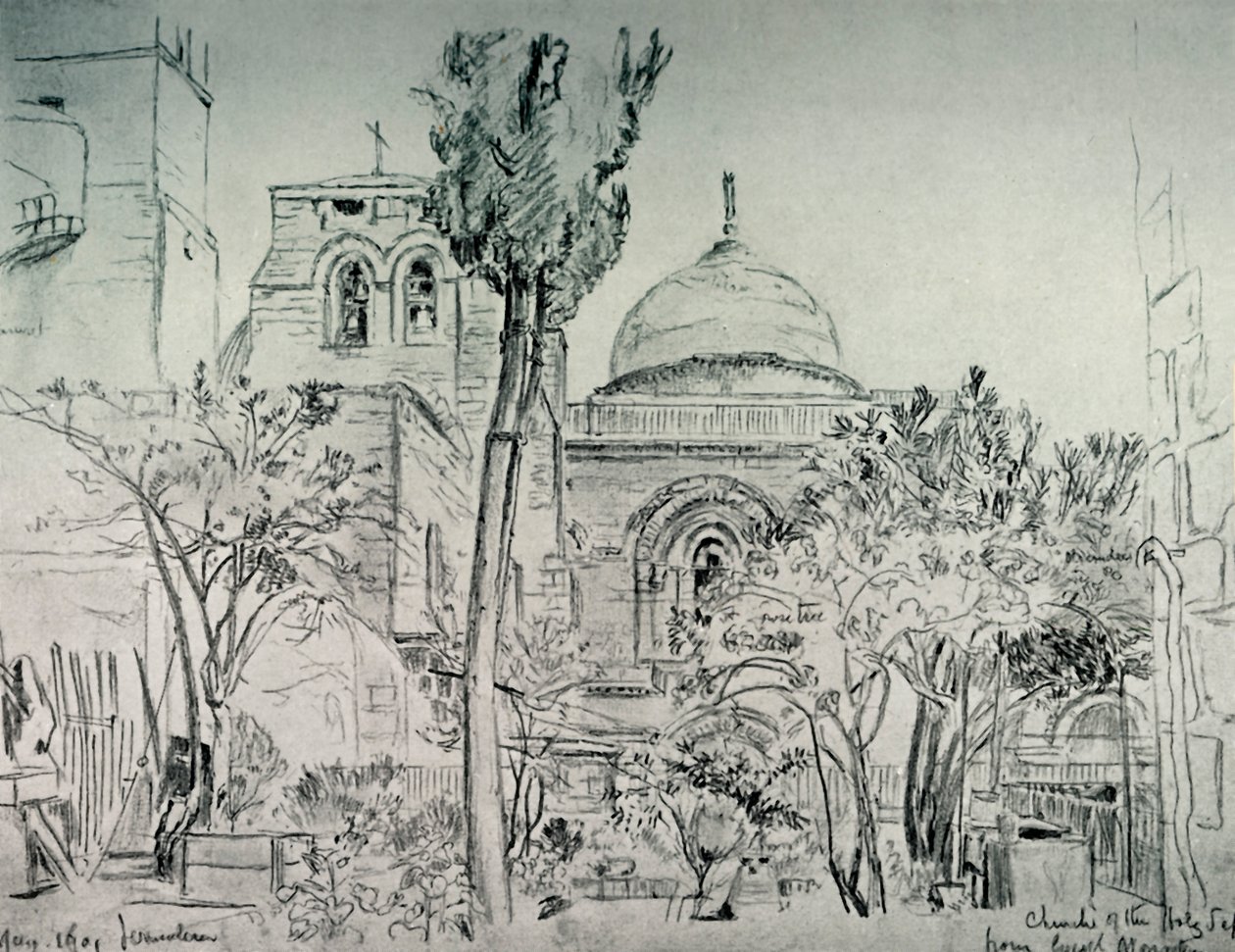 De Kerk van het Heilig Graf vanuit de tuin van het Griekse Klooster, 1902 door John Fulleylove