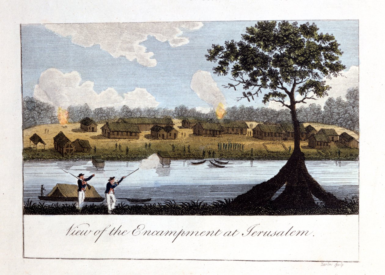 Uitzicht op het kampement in Jeruzalem, 1813 door John Gabriel Stedman