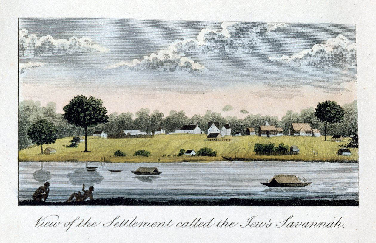 Uitzicht op de nederzetting genaamd de Joden Savannah, 1813 door John Gabriel Stedman