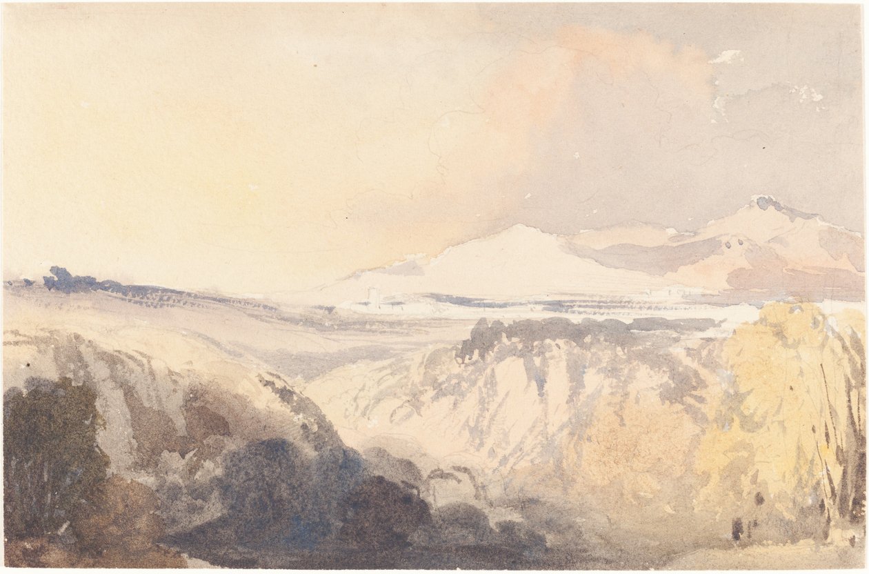 Landschap met een Verre Bergketen door John Gendall