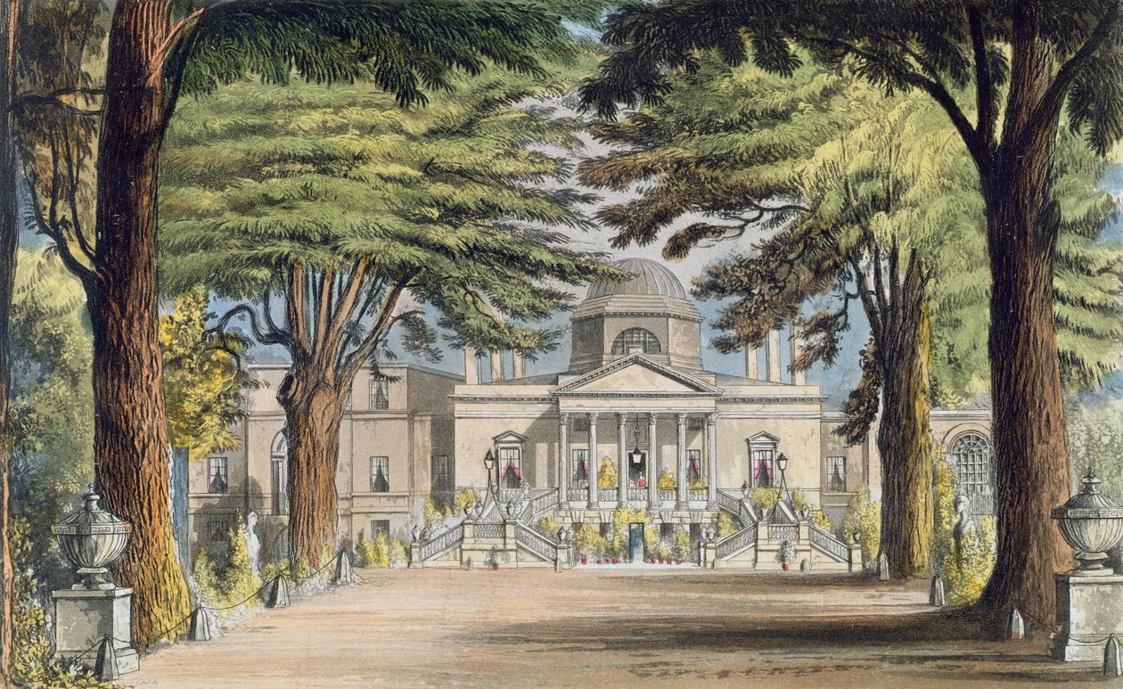 Voorzijde van Chiswick House, uit R. Ackermann