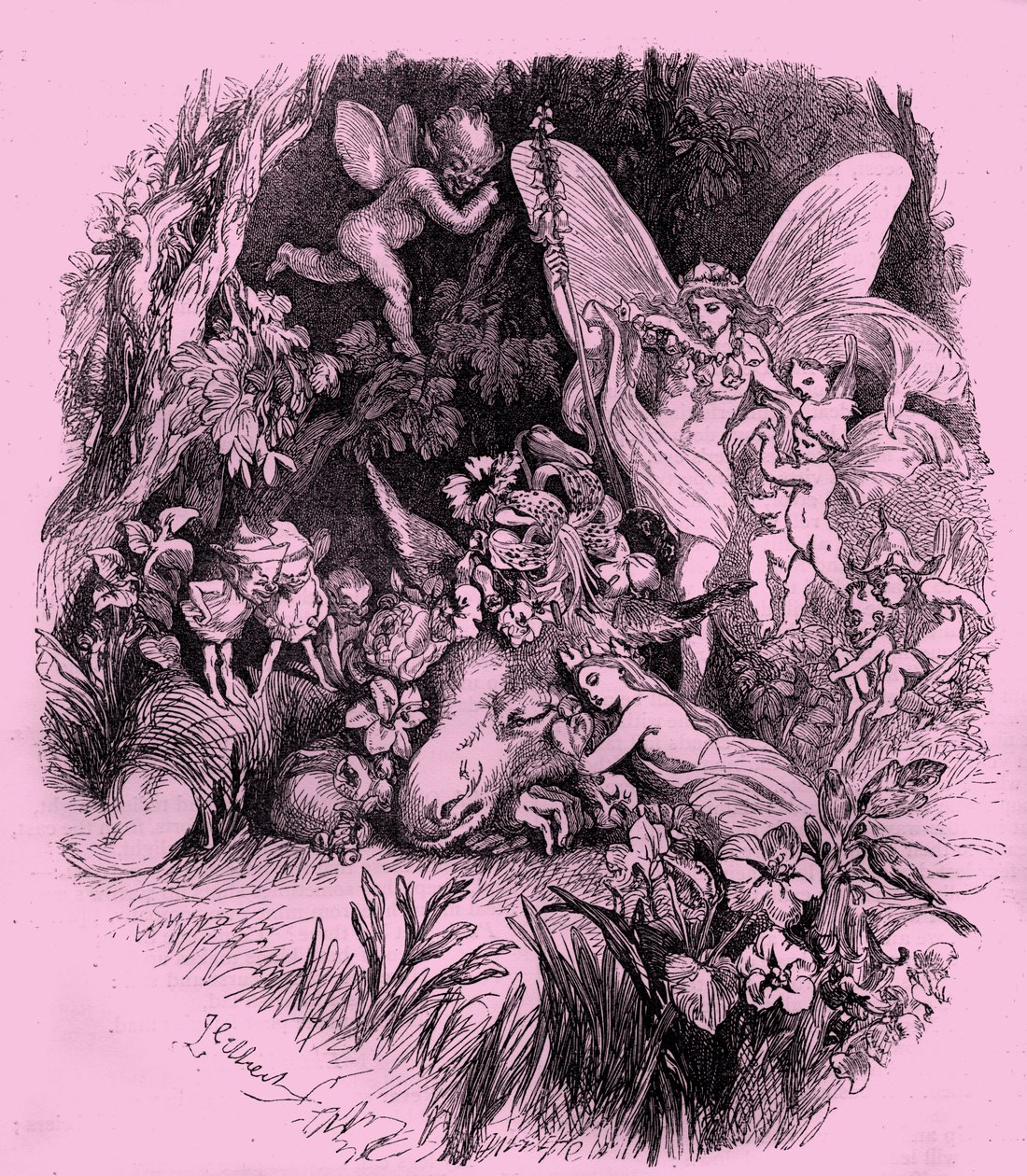 Titania en Bottom in Een Midzomernachtsdroom door John Gilbert