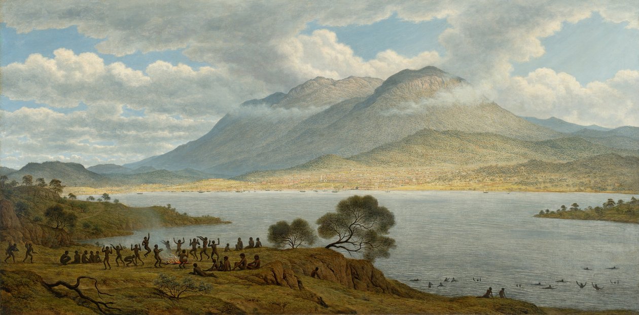 Mount Wellington en Hobart vanaf Kangaroo Point door John Glover