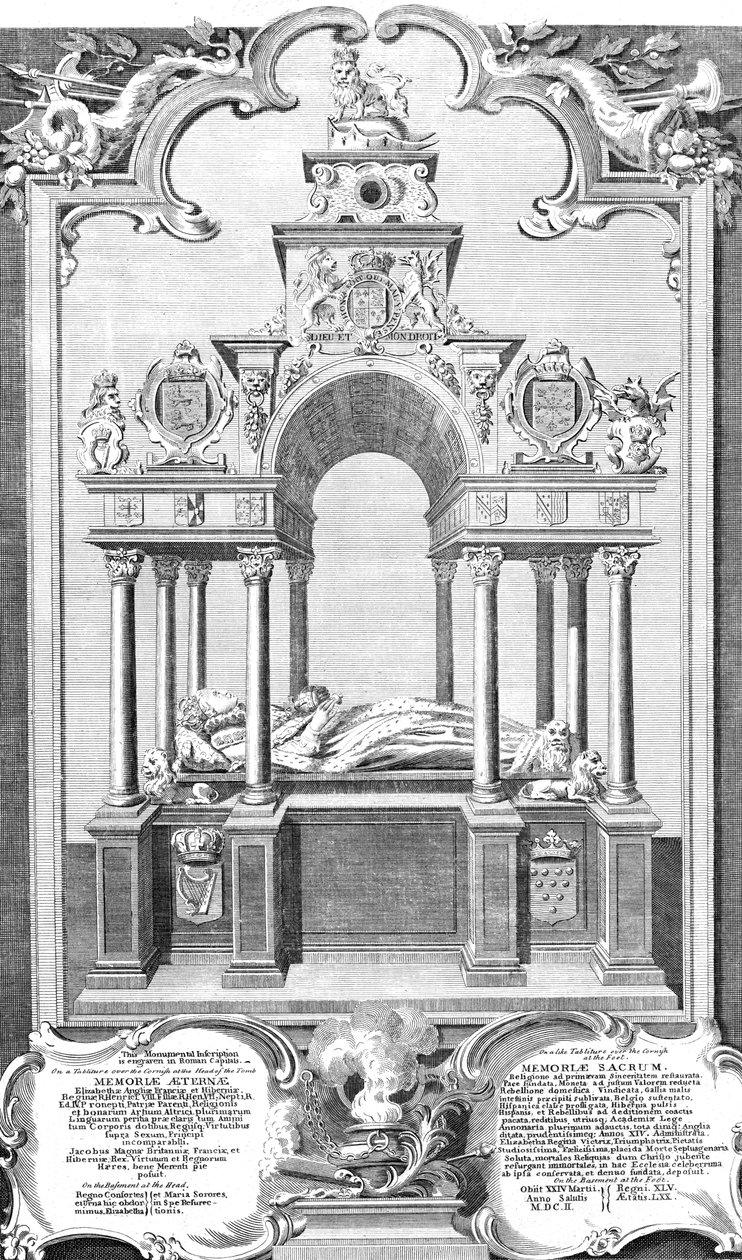 Het monument van koningin Elizabeth in Westminster Abbey, 1786 door John Goldar