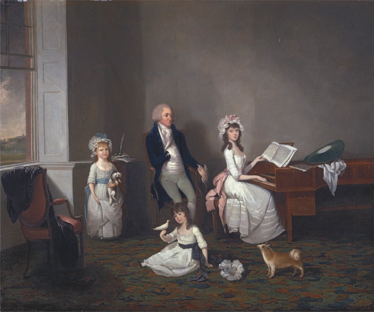 John Richard Comyns van Hylands, Essex, met zijn dochters door John Greenwood