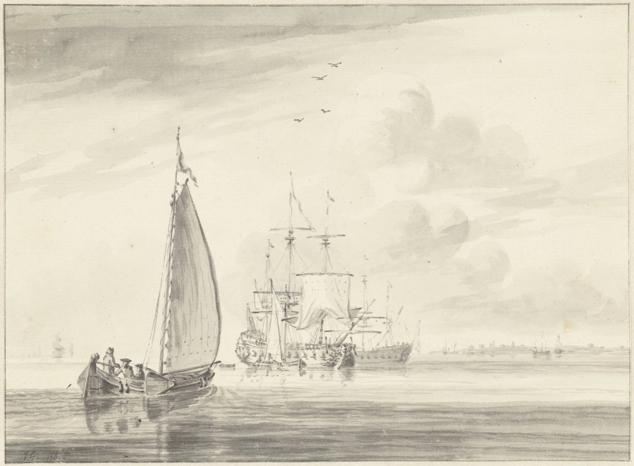 Schepen op kalm water door John Greenwood