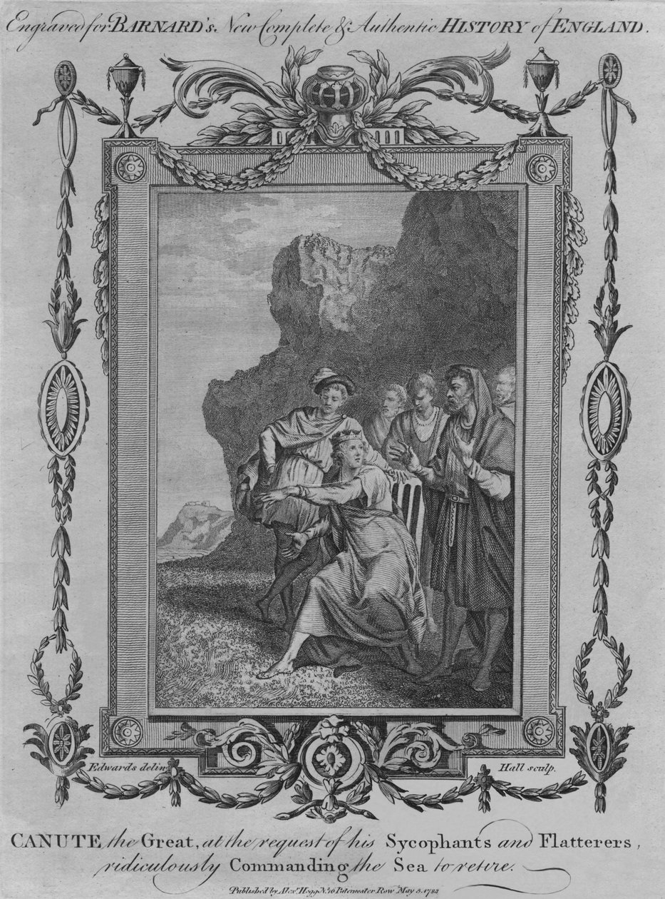 Knoet de Grote, op verzoek van zijn Sycophants en Flatteraars, belachelijk bevelend de Zee door John Hall