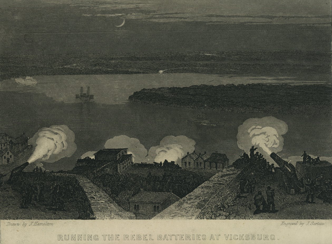 De rebellenbatterijen passeren bij Vicksburg, ca. 1863 door John Hamilton