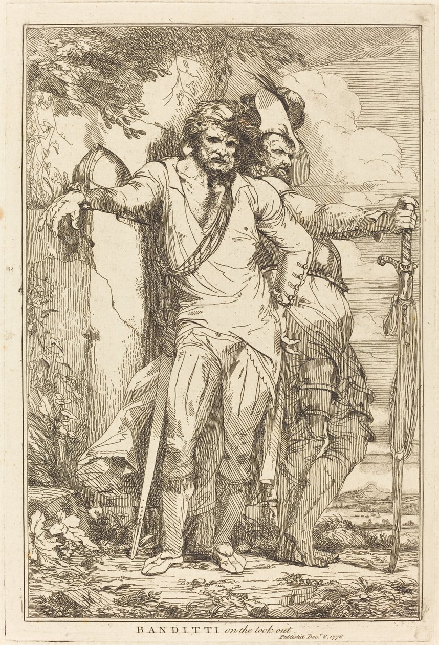 Bandieten op de uitkijk door John Hamilton Mortimer