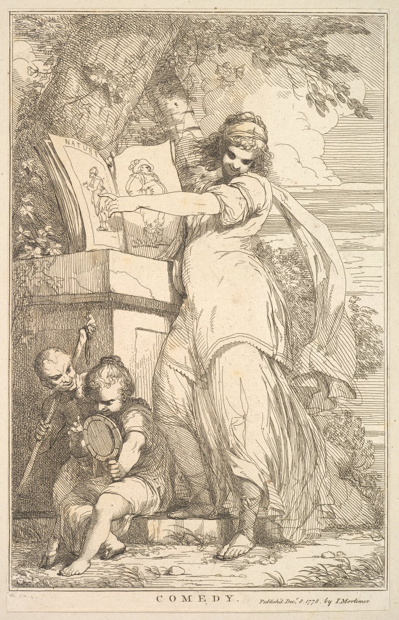 Komedie uit Vijftien Etsen Gewijd aan Sir Joshua Reynolds, 8 december 1778 door John Hamilton Mortimer