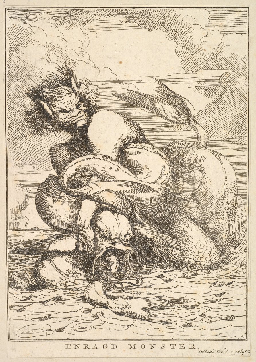 Woedend monster uit Vijftien etsen opgedragen aan Sir Joshua Reynolds, 8 december 1778 door John Hamilton Mortimer