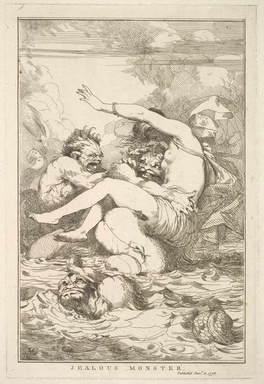 Jaloers monster uit Vijftien etsen opgedragen aan Sir Joshua Reynolds, 8 december 1778 door John Hamilton Mortimer
