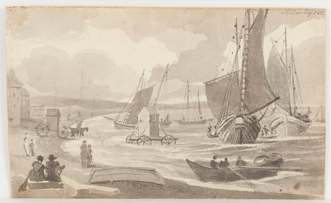 Badmachines in Allonby, Cumbria, 1812 door John Harden