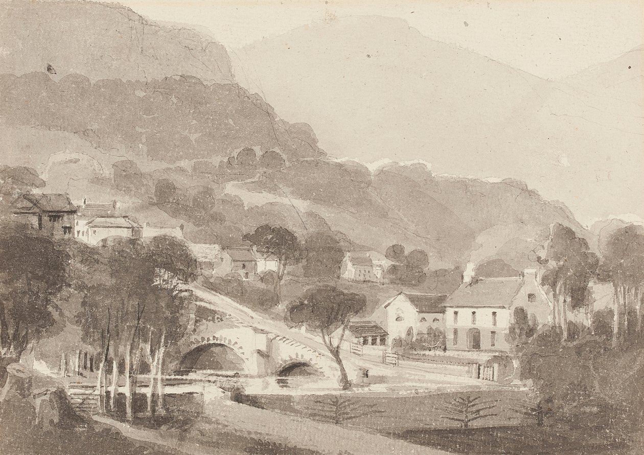 Brathay brug & Oud Brathay, Lake District, Cumbria, 1820 door John Harden
