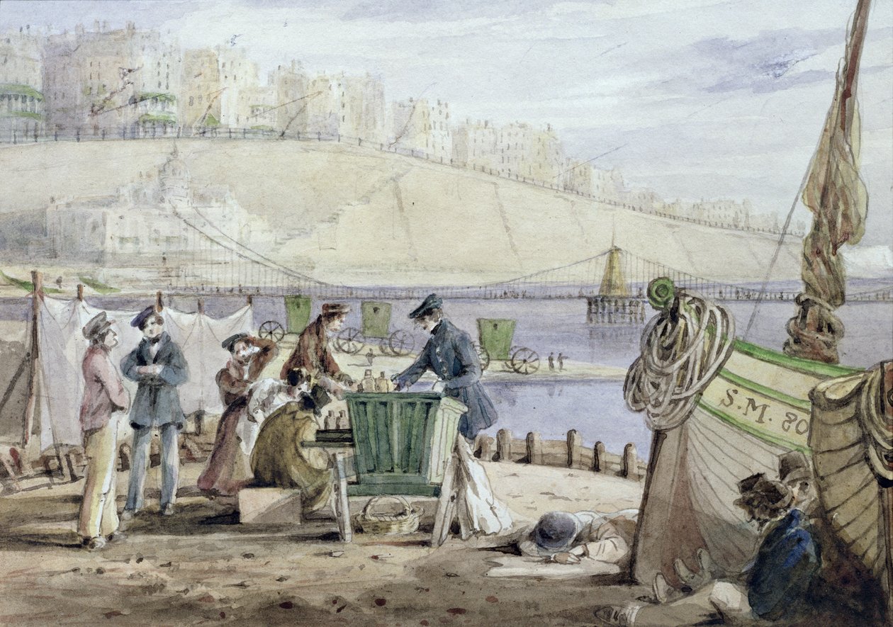 Strand van Brighton, Sussex, 1844 door John Harden