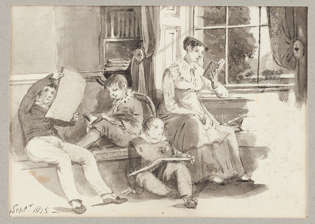 Jessy en drie kinderen, 1815 door John Harden