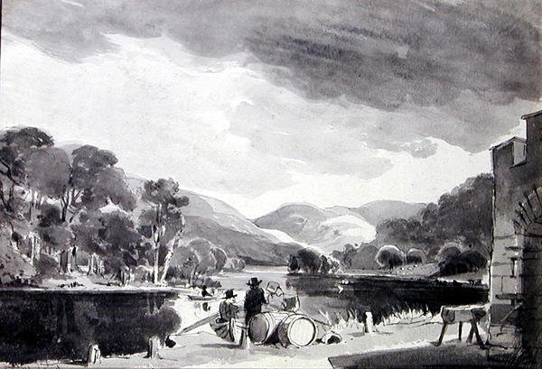 Landschap met een Meer door John Harden