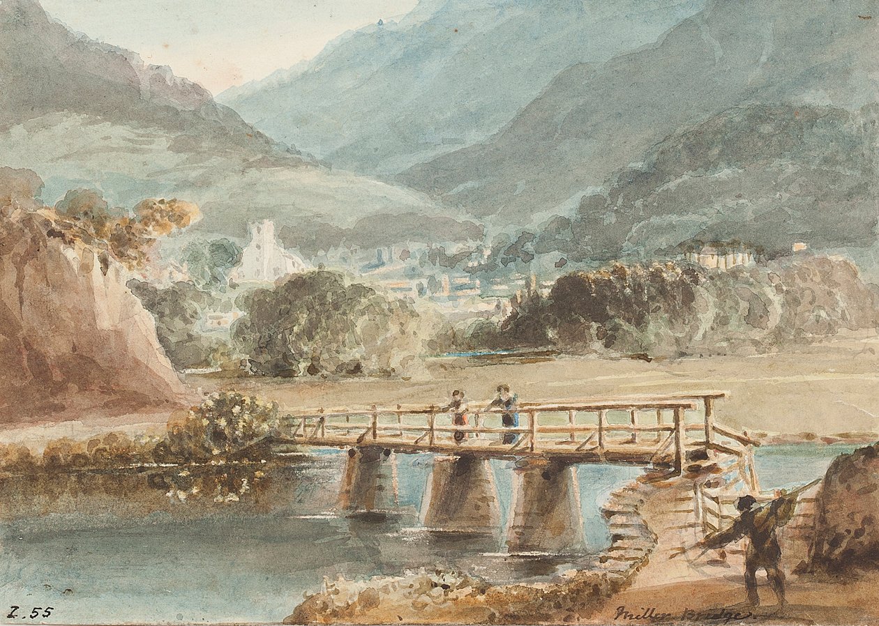 Oude molenbrug, 1843 door John Harden