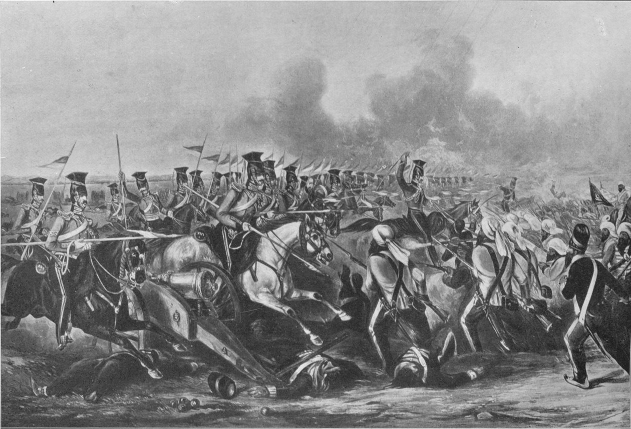 Aanval van de 16e Queens Own Lancers bij de Slag om Aliwal, 28 januari 1846, 1847 1909 door John Harris Junior