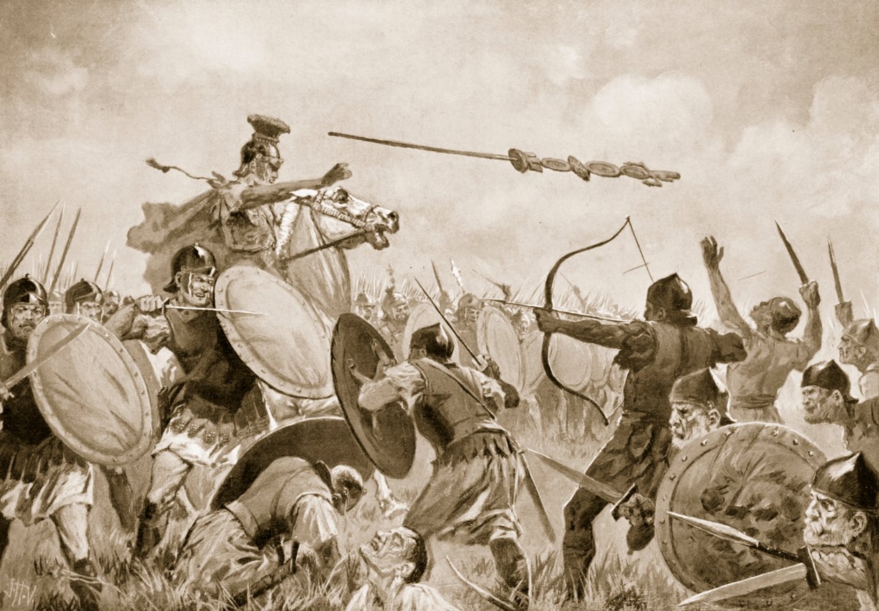 Een Romeinse slag met de Volsciërs door John Harris Valda