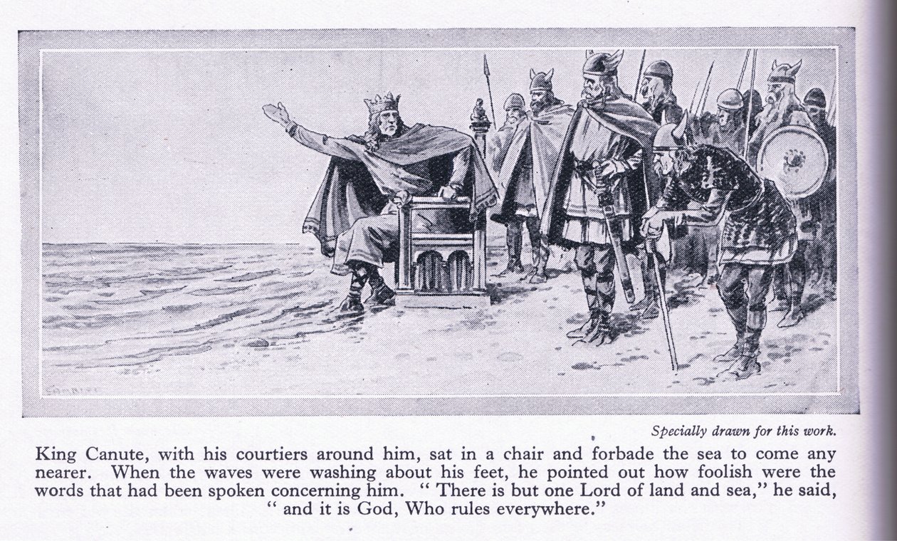 Koning Canute verbiedt de zee binnen te komen door John Harris Valda