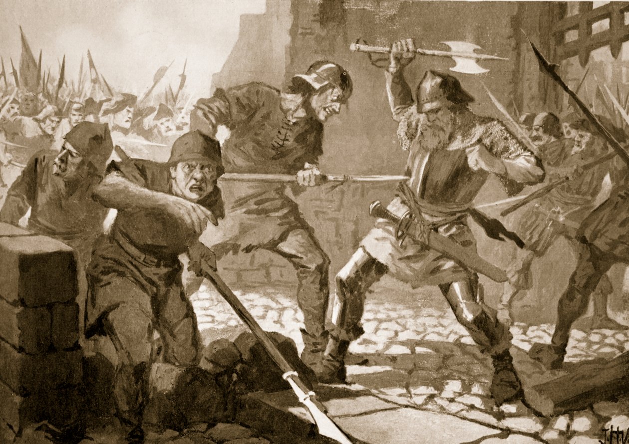 De dood van Stussi, burgemeester van Zürich, in de strijd, 1443 door John Harris Valda