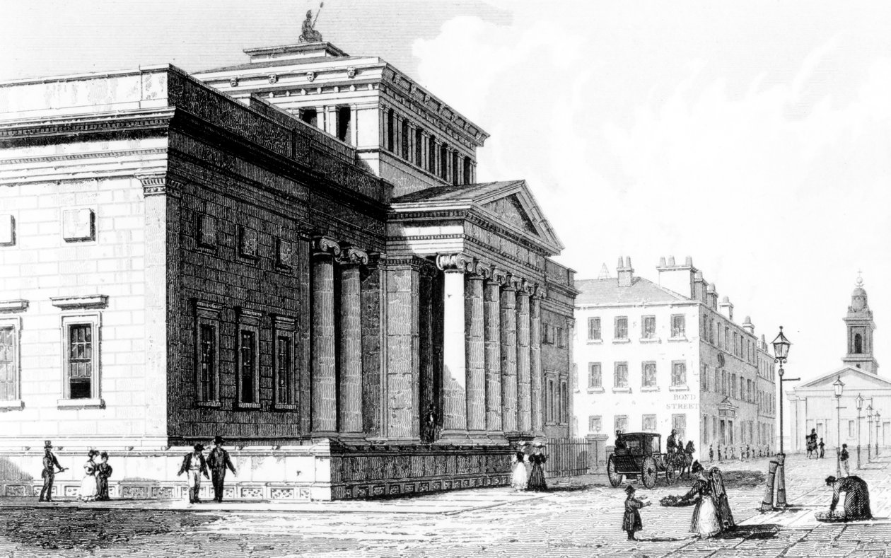 The Royal Institution, Manchester, gegraveerd door Richard Winkles, ca. 1836 door John Harwood