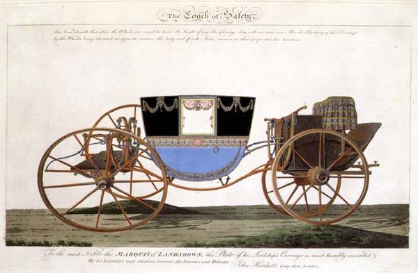De Veiligheidskoets van de Markies van Landsdown, uitgevonden en gepatenteerd door de kunstenaar, Longacre, Londen door John Hatchett