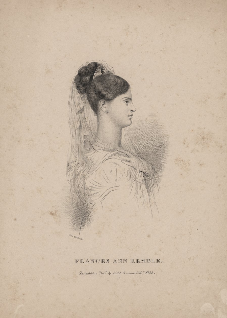 Frances Ann Kemble, litho door Childs und Inman door John Hayter