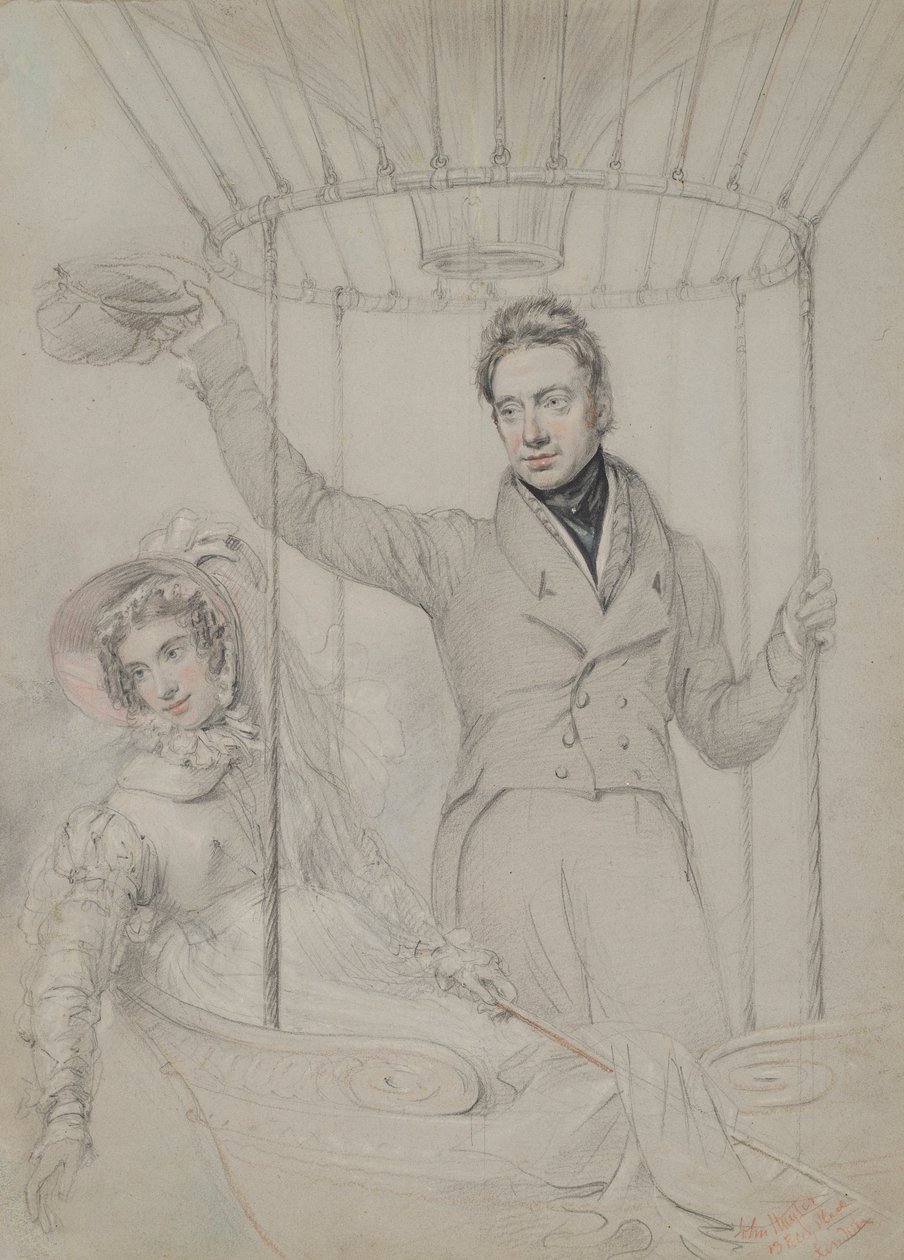 George Graham en zijn vrouw, Margaret, maken een ballonvaart, Londen, 1823 door John Hayter