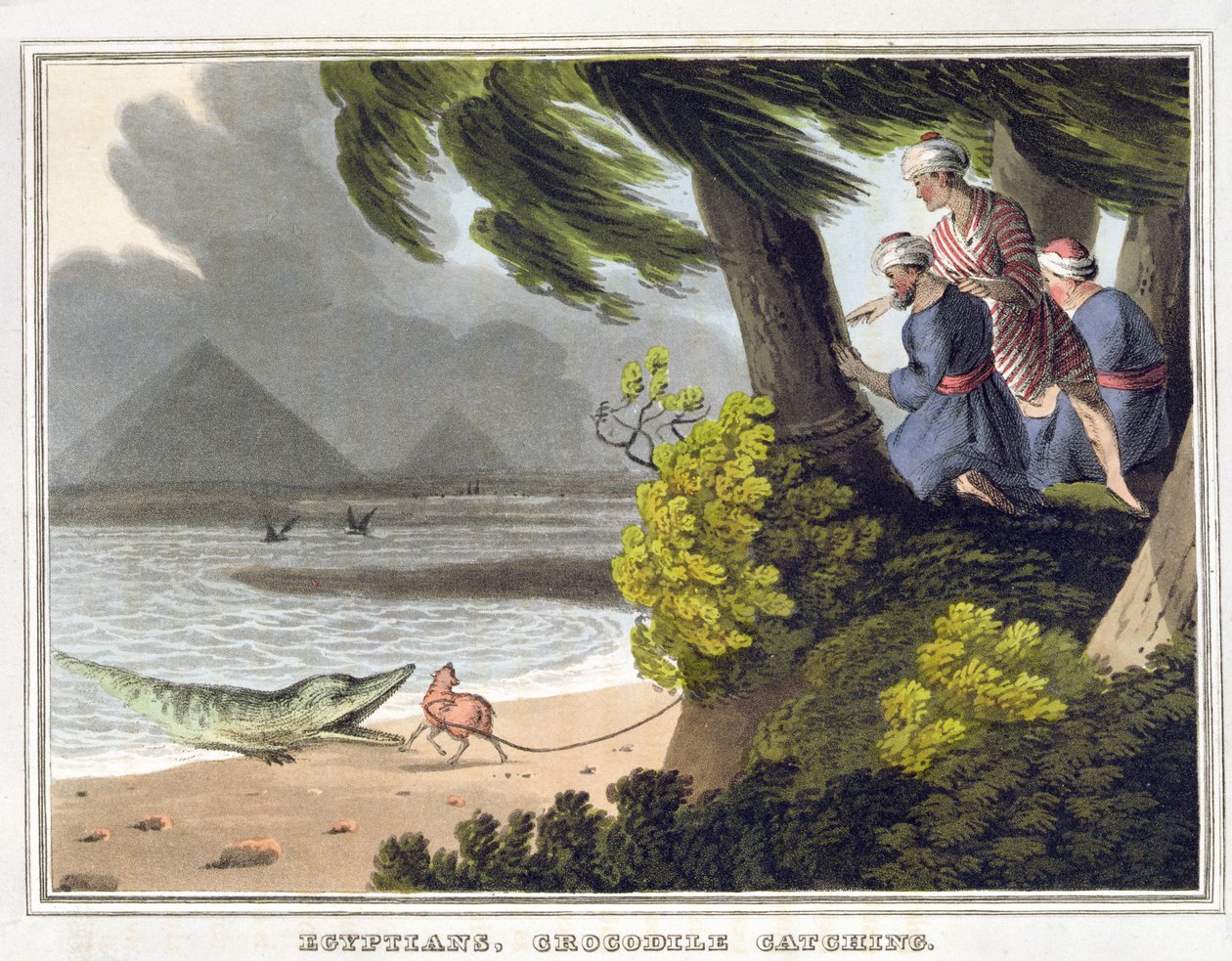 Egyptenaren vangen krokodillen door John Heaviside (after) Clark