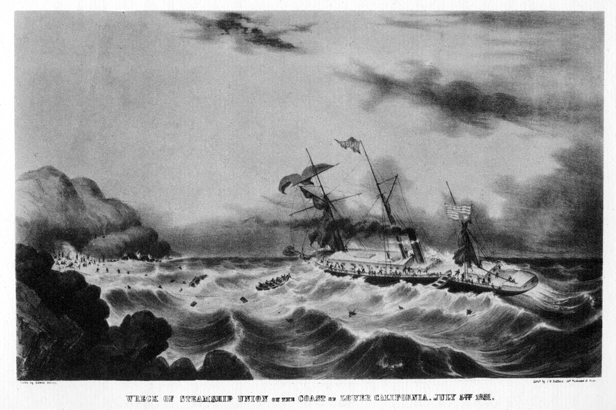 Het Wrak van het Stoomschip Union aan de Kust van Laag-Californië door John Henry Bufford