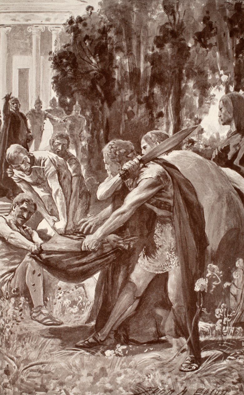 Brian grijpt de varkenshuid, illustratie uit 