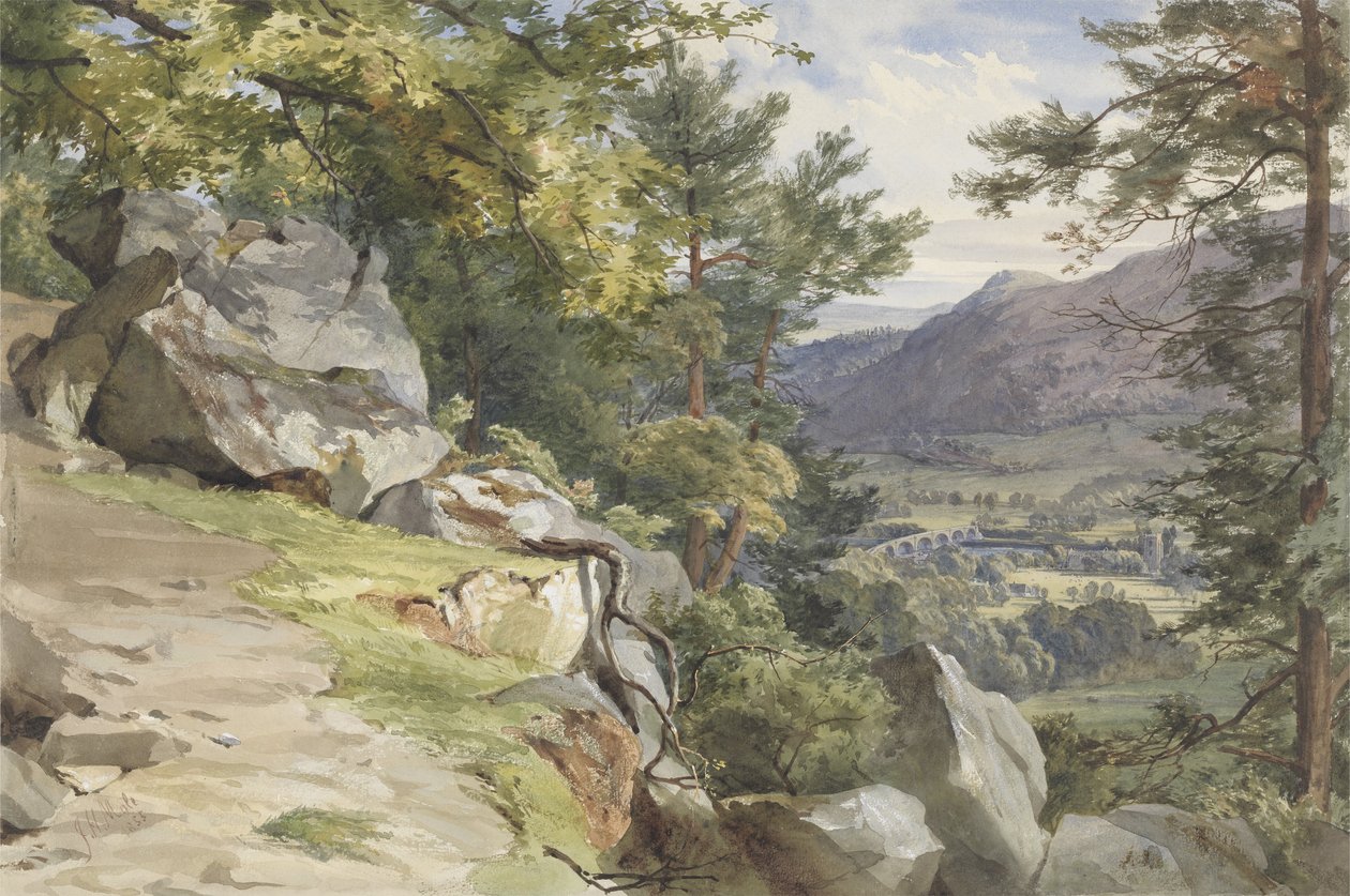 Uitzicht op Craig-y-Barns, Dunkeld, Kijkend naar het Zuiden, 1855 door John Henry Mole