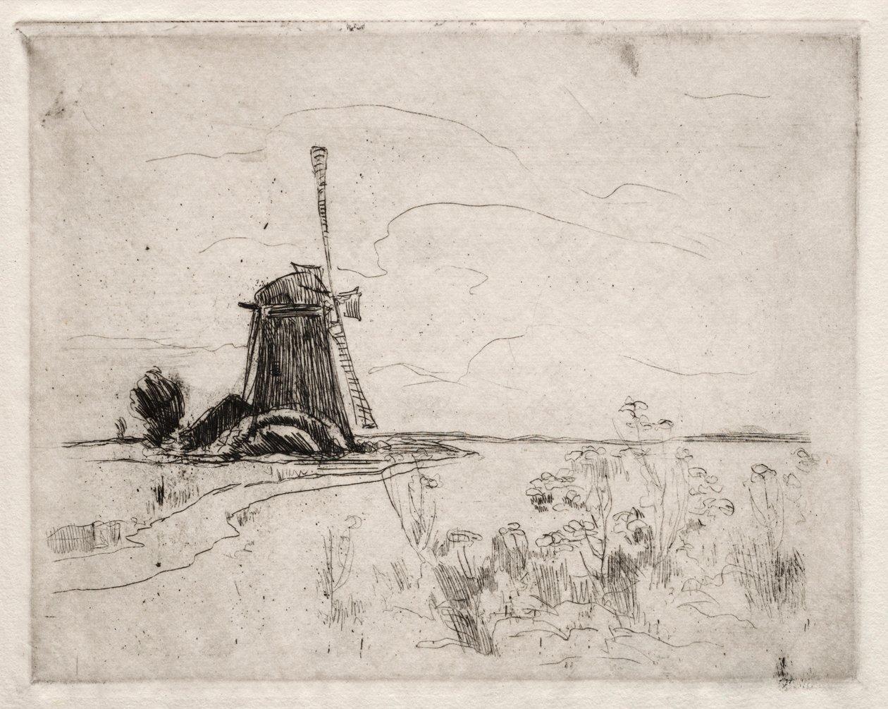 Molen en onkruid, Nederland door John Henry Twachtman