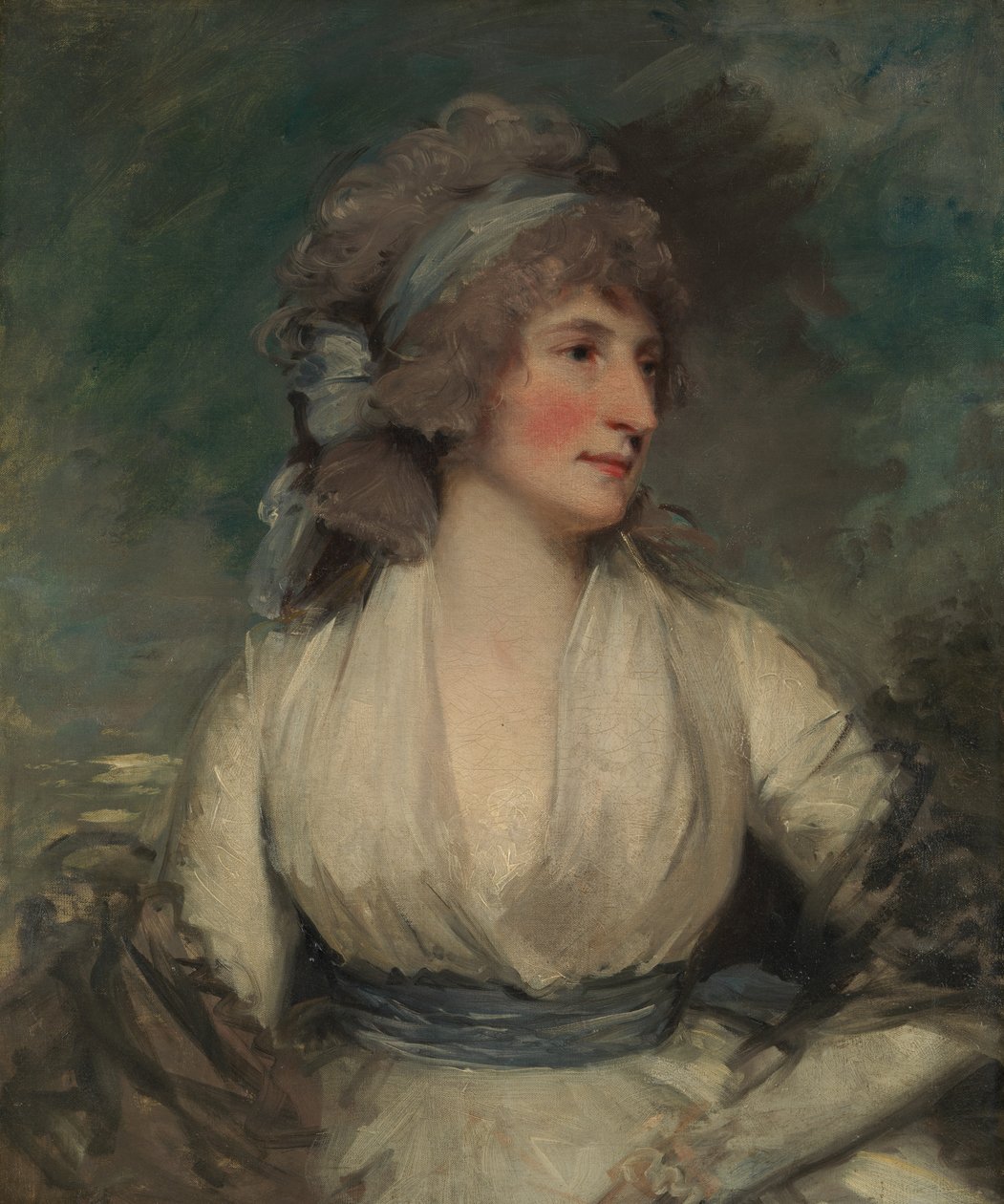Portret van een Vrouw, achterkant, nu bedekt door herbekleding canvas Studie van een Kinderhoofd door John Hoppner