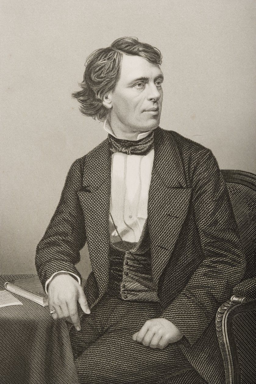 John Bartholomew Gough (1817-86) gegraveerd door D.J. Pound van een foto, uit 