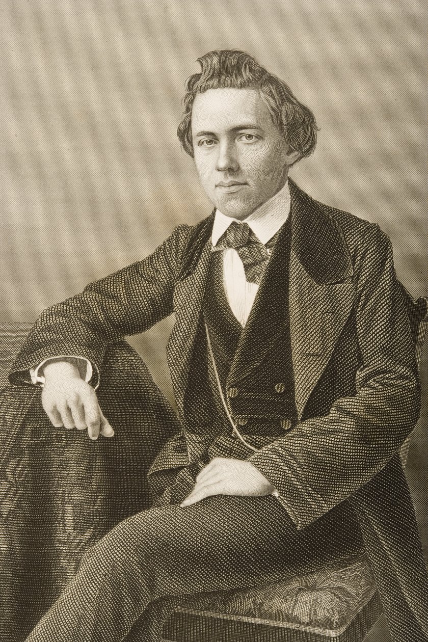 Paul Charles Morphy (1837-84) gegraveerd door D.J. Pound van een foto, uit 