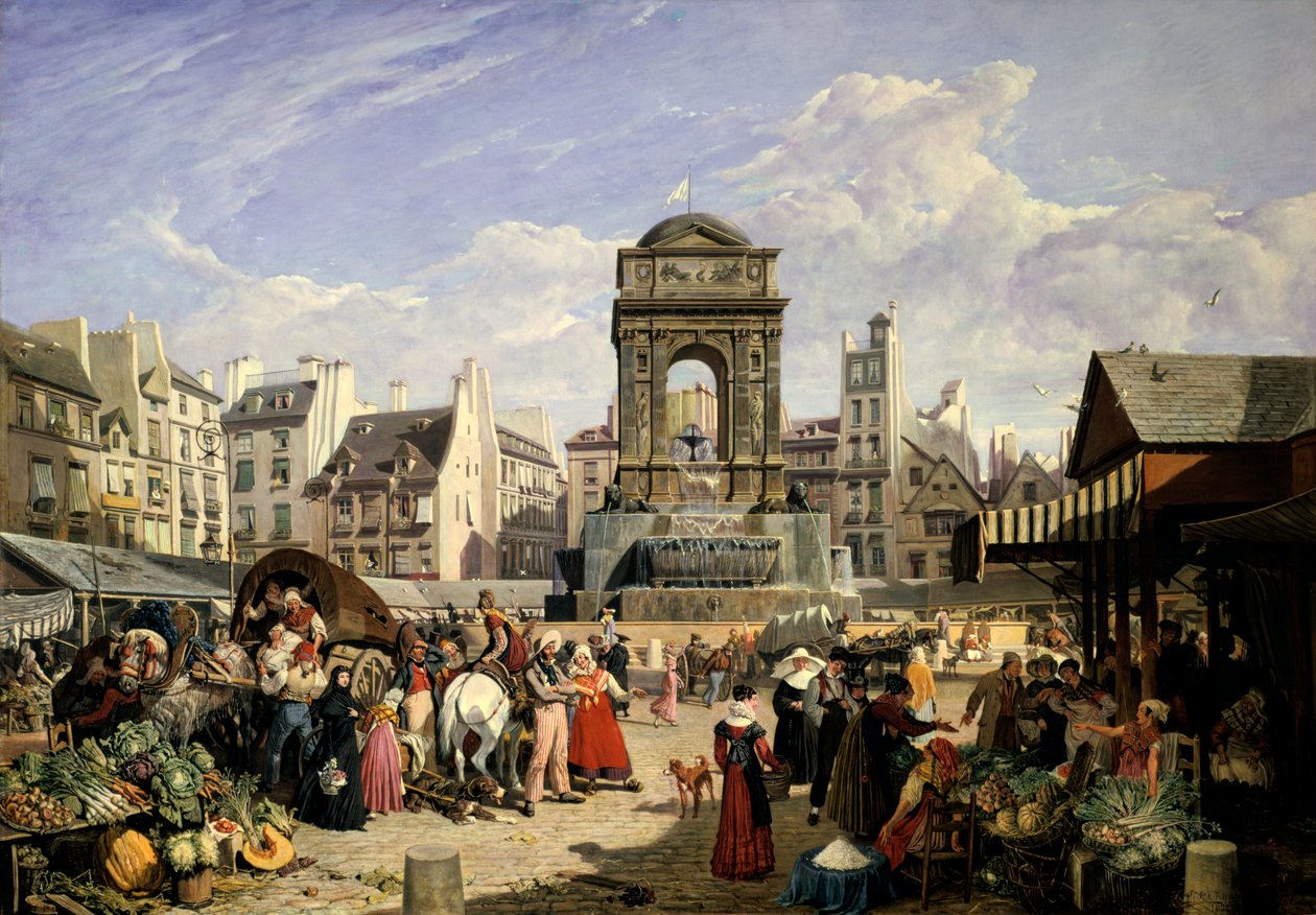 Markt en fontein van de onschuldigen, Parijs door John James Chalon