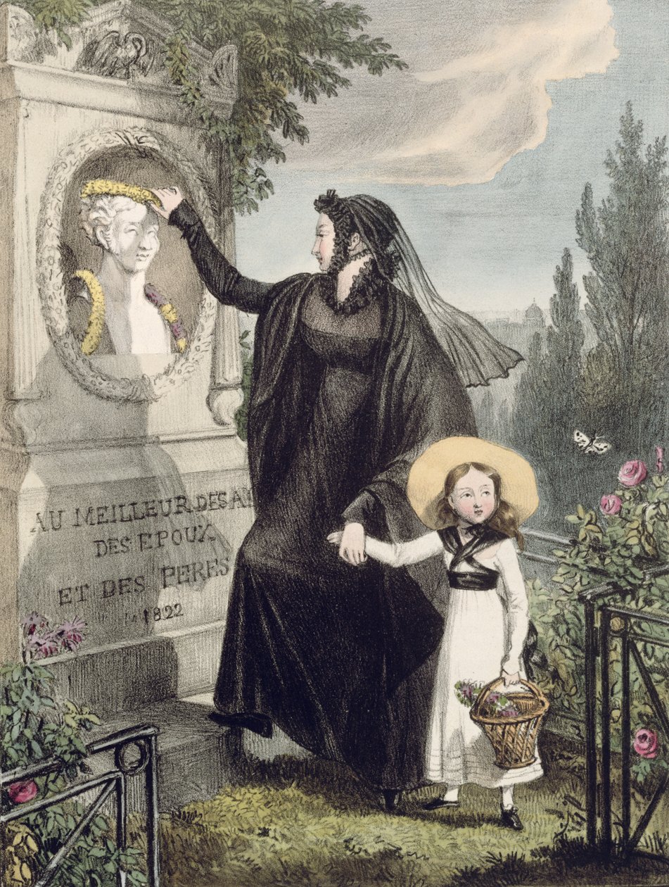 De Begraafplaats van Pere Lachaise, gedrukt door Charles Joseph Hullmandel, gepubliceerd 1822 door John James Chalon