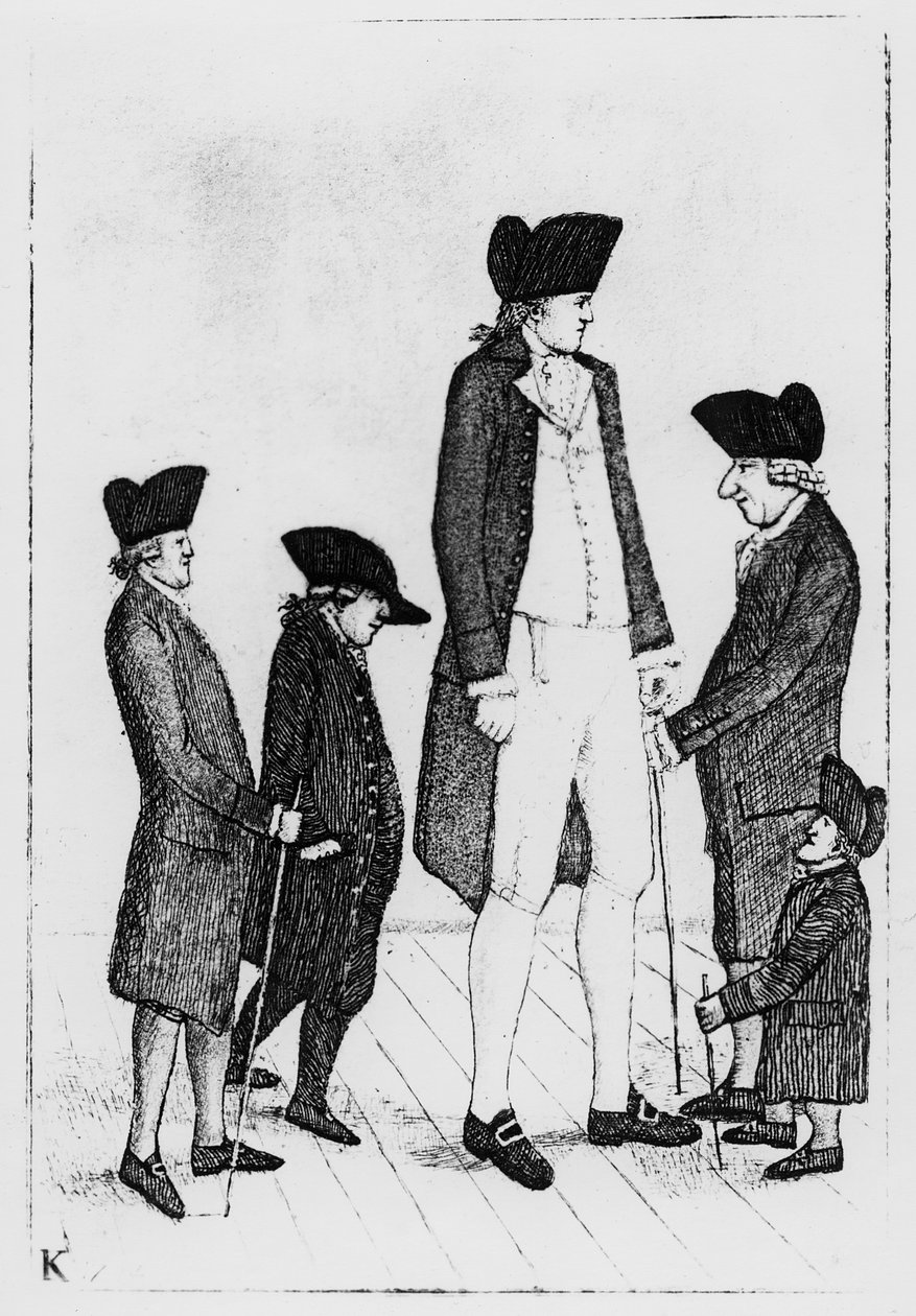 Byrne, de Ierse Reus, Mr. Watson, Mr. McGowan, Mr. Fairholme, en Geordie Cranstoun, 1784 door John Kay