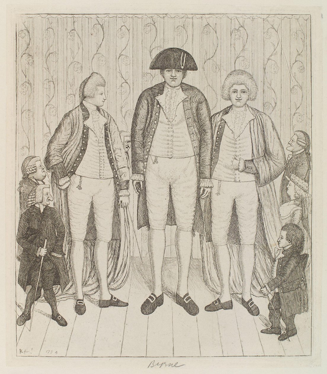 Charles Byrne; James Burnett, Lord Monboddo; William Richardson; John Bell; Baillie Kyd door John Kay door John Kay