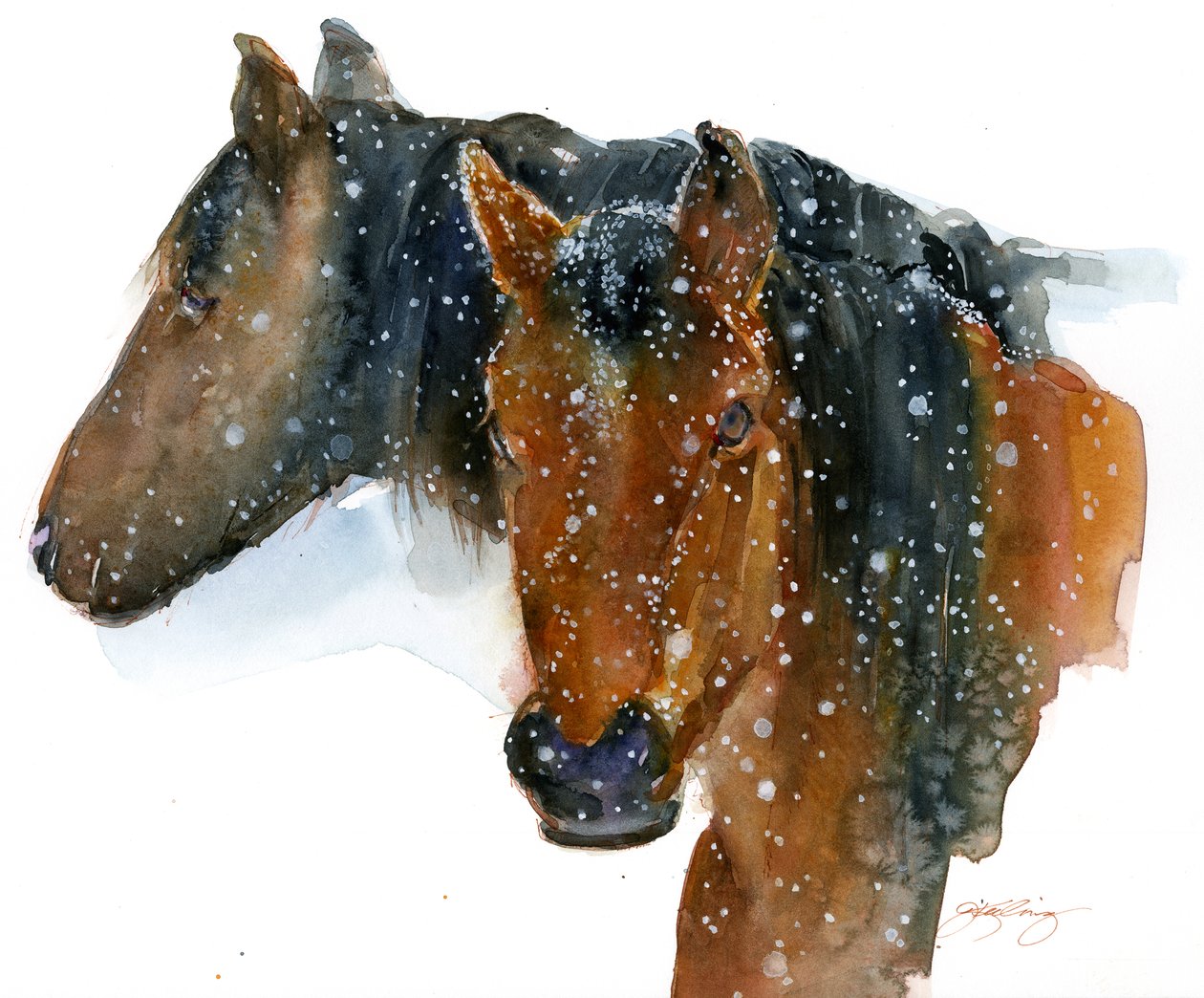 Paarden in de Winter door John Keeling