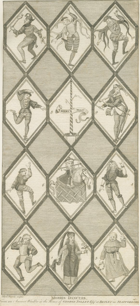 Betley Glasraam - Morris Dansers door John Keyse Sherwin
