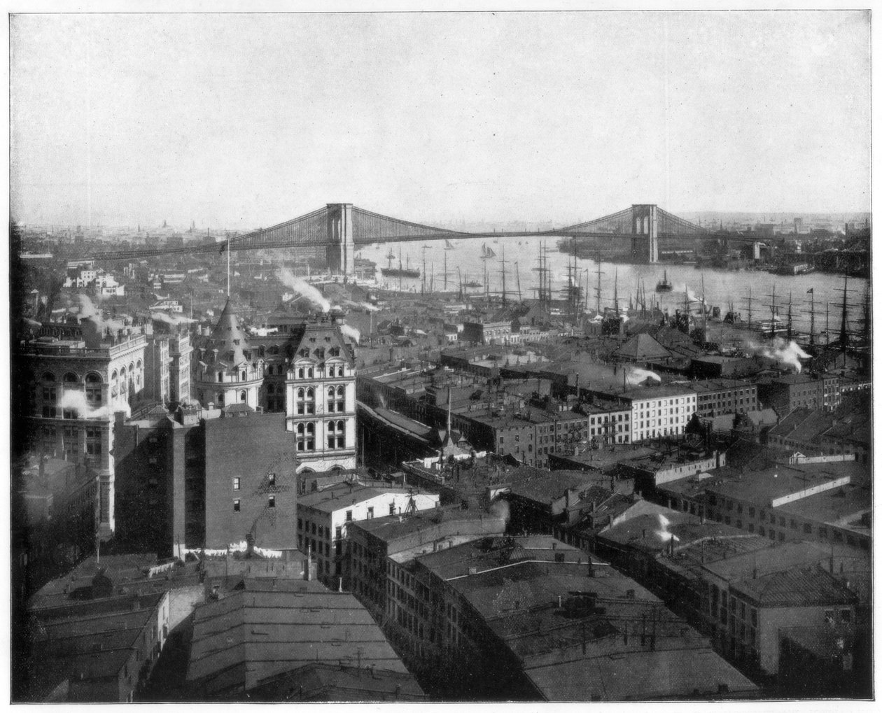 New York en de Brooklyn Bridge, late 19e eeuw door John L. Stoddard