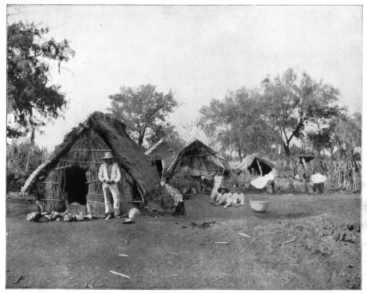 Strohutten, Salamanca, Mexico, eind 19e eeuw door John L. Stoddard